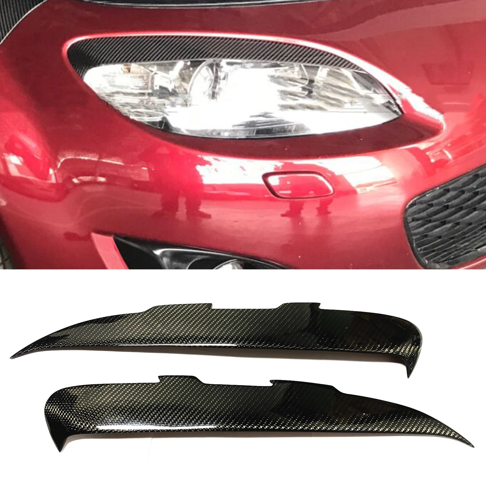 

Headlight Eyebrows Trim For Mazda MX-5 MX5 2009-2012 Real Carbon Fiber Front Headlamp Eyelid Head Light Lamp Cover Brow Sticker