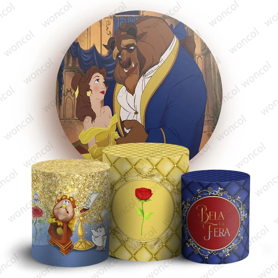 

Beauty And The Beast Circle Backdrop Disney Princess Belle Backdrop Beauty And The Beast Cylinder Cover 1st Girls Birthday Cover