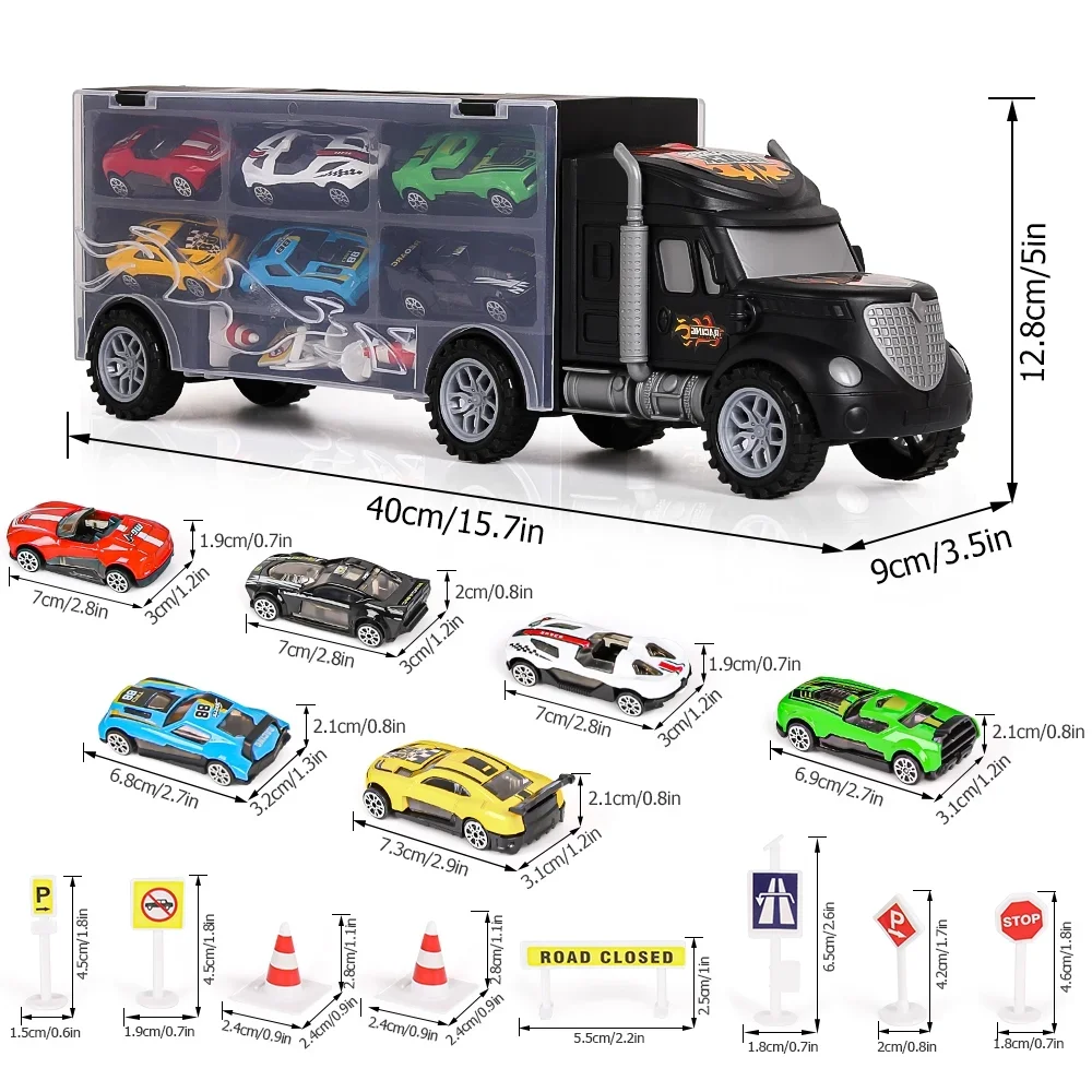 ألعاب للأطفال الصغار للأولاد من عمر 3-4 سنوات، مجموعة ألعاب شاحنة كبيرة لسيارات النقل مع 6 مركبات مصبوبة، ألعاب شاحنة، سيارات مثالية