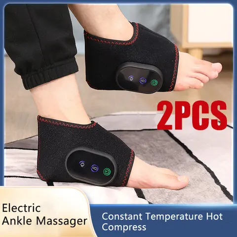 1 Pair Electric Foot Warmer Massager - Heated Guard Legs Joint Heat Compress for Men Women with Foot Vibration Massage Function