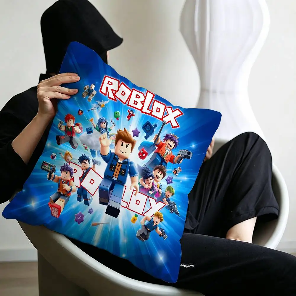 Hot Game R-Robloxs-X Coole Kissenbezüge, Cartoon-Sofa, dekorativ, für Zuhause, doppelseitiger Druck, kurzer Plüsch, niedlicher Kissenbezug – Detail 11