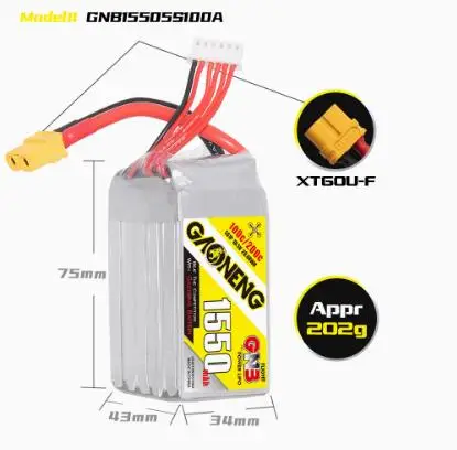 

GNB 1500MAH/1550mAh 5S 100C 18.5V для радиоуправляемого вертолета FPV MTD FPV самолета