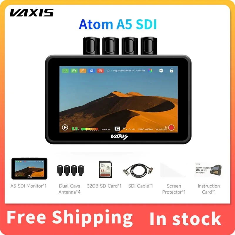 

Vaxis Atom A5 SDI 5.5 inch 2000 ints Wireless Monitor Touchscreen Display RX & TX Mode Switching 300M Transmission distance