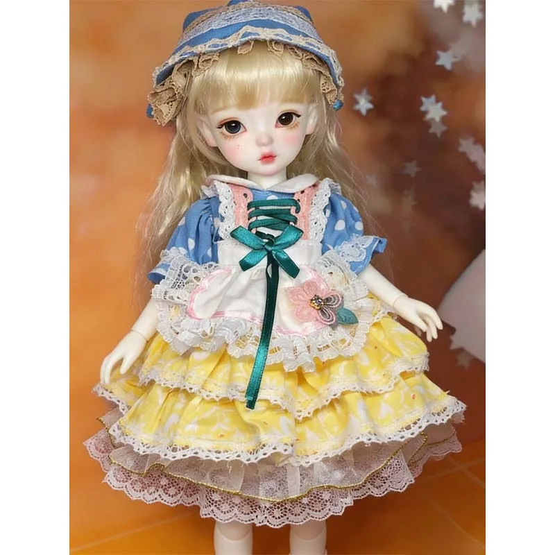 

1/6 BJD Doll Clothes Sweet Dress Blue Yellow Lace Princess Outfit 30cm Doll for Girl DIY Dress Up Toys Doll Clothes Accessories