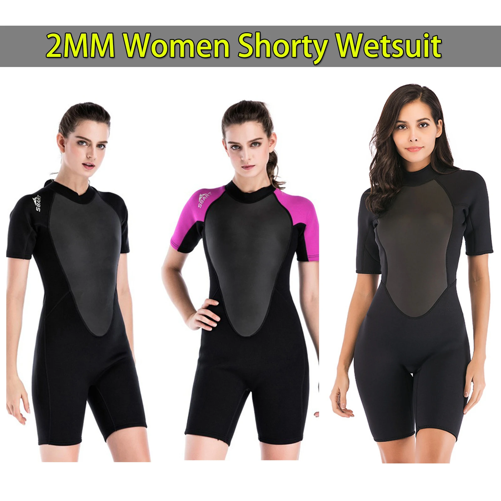 

2MM Neoprene Shorty Wetsuits Women Swimwears Diving Suits Short Sleeves Rash Guards Snorkel One Pieces Surfing Suit For Women