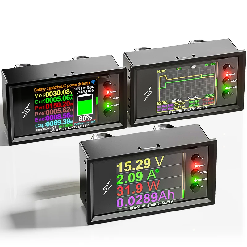 Probador inteligente de detección de capacidad de batería de litio, DC 0-420V, Tuya, WiFi, pantalla digital CC, voltaje de corriente, medidor de potencia Coulomb DT20W