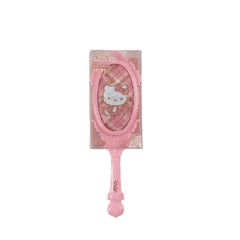 Sanrio Hello Kitty Retro Plaid Air Cushion Hair Brush - Portable Detangling Styling Tool for Kids, Travel, Gentle Hair Care