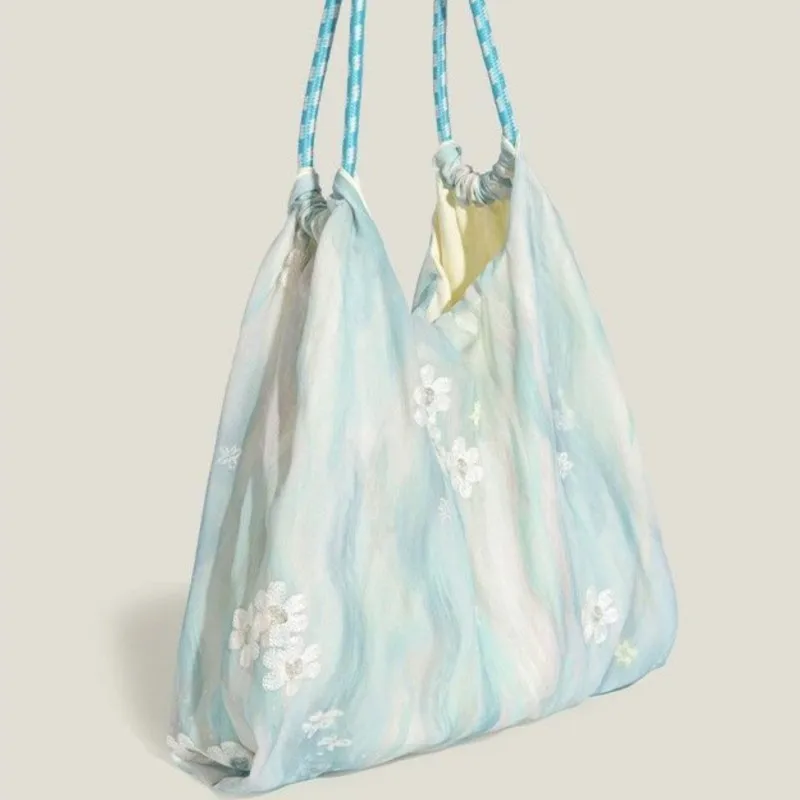 JIAERDI Sweet Cute Lace Tote Bag Women Water Ripple Flower Large Capacity Shoulder Bag Ladies Elegant Romantic Soft Handbag 2025