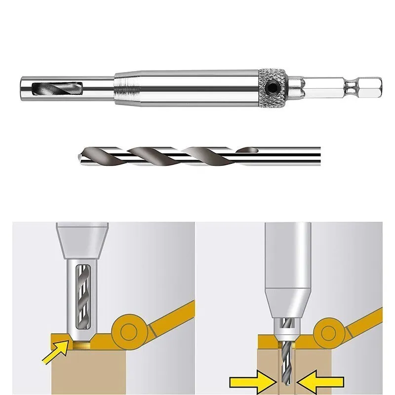 Meikela HSS Self Centering Hinge Drill Bit Door Cabinet Hinge Locating Hole Cutter Woodworking Tool 3/4/7/8PCS Center Drill Bit