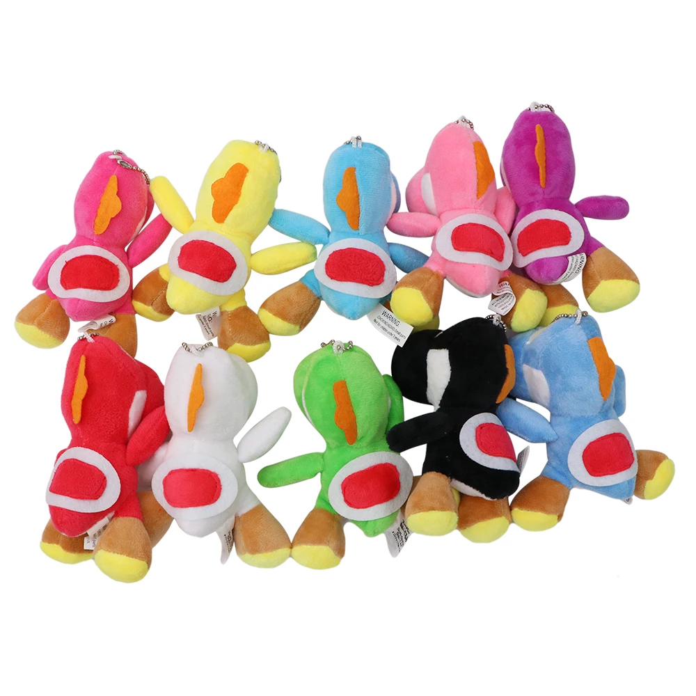 Yoshi Plüsch-Schlüsselanhänger Mehrfarbiger Niedlicher Dinosaurier Weicher Plüsch-Anhänger Mini-Rucksack-Taschenanhänger Pilz-Cartoon-Schlüsselring Liebevolles Geschenk – Detail 5