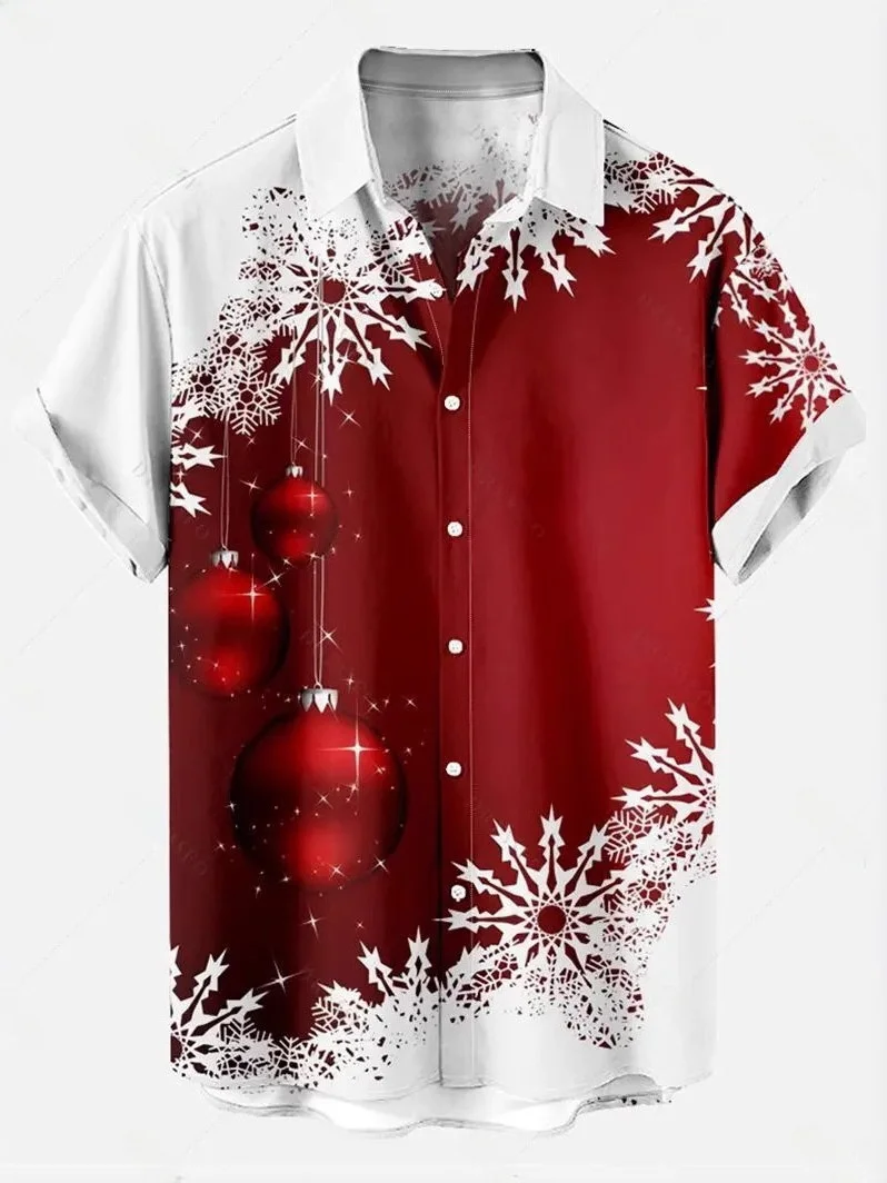 

Cisas Snowflake Print Casual Men's ort Sve irt Loose Fit Comfortable Polyester Blend Faionable Winter Top
