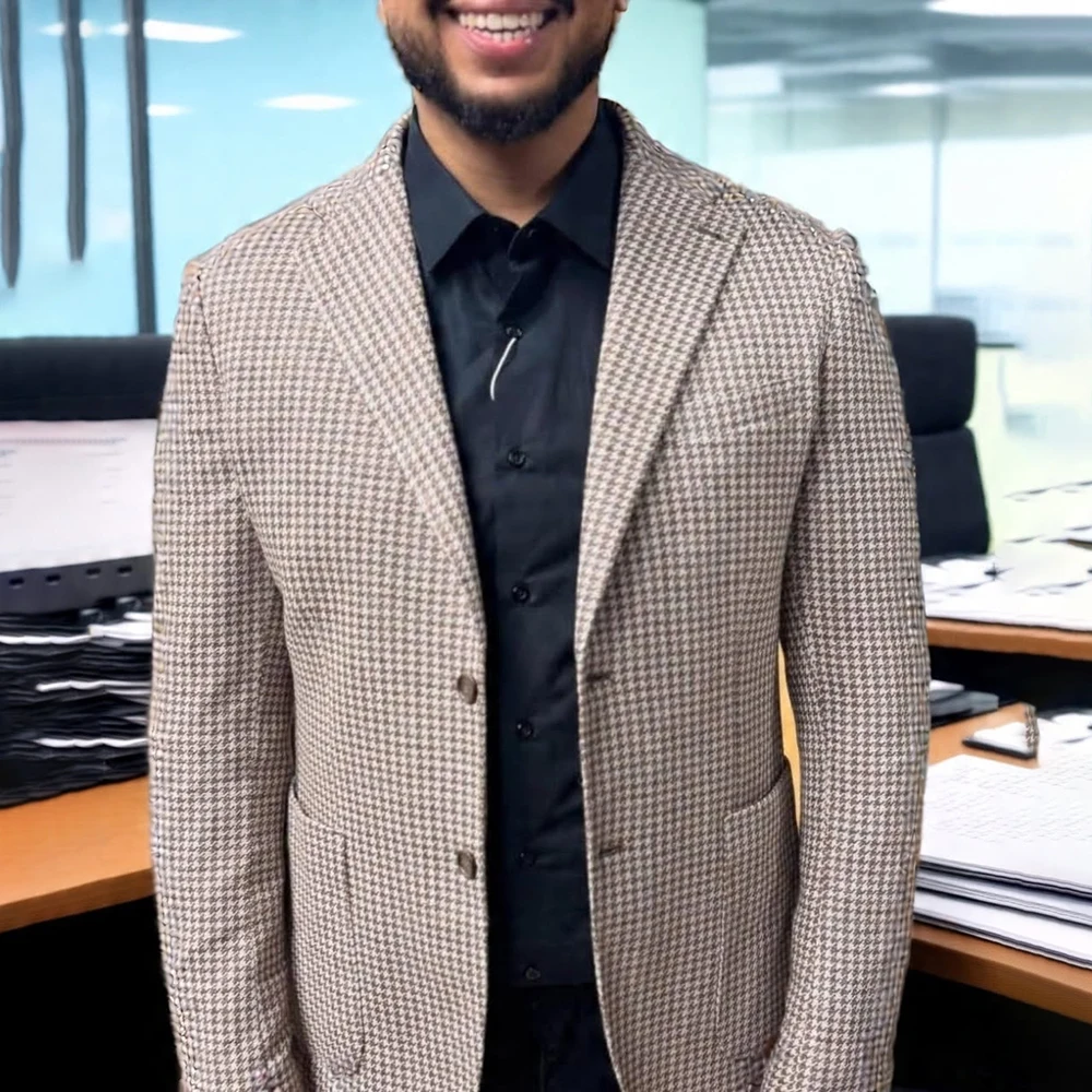 

Casual Men's Blazer Fashion Houndstooth Single Breasted Notch Lapel Slim Fit Blazer Elegant Daily Male Clothing 1 Piece Jacket