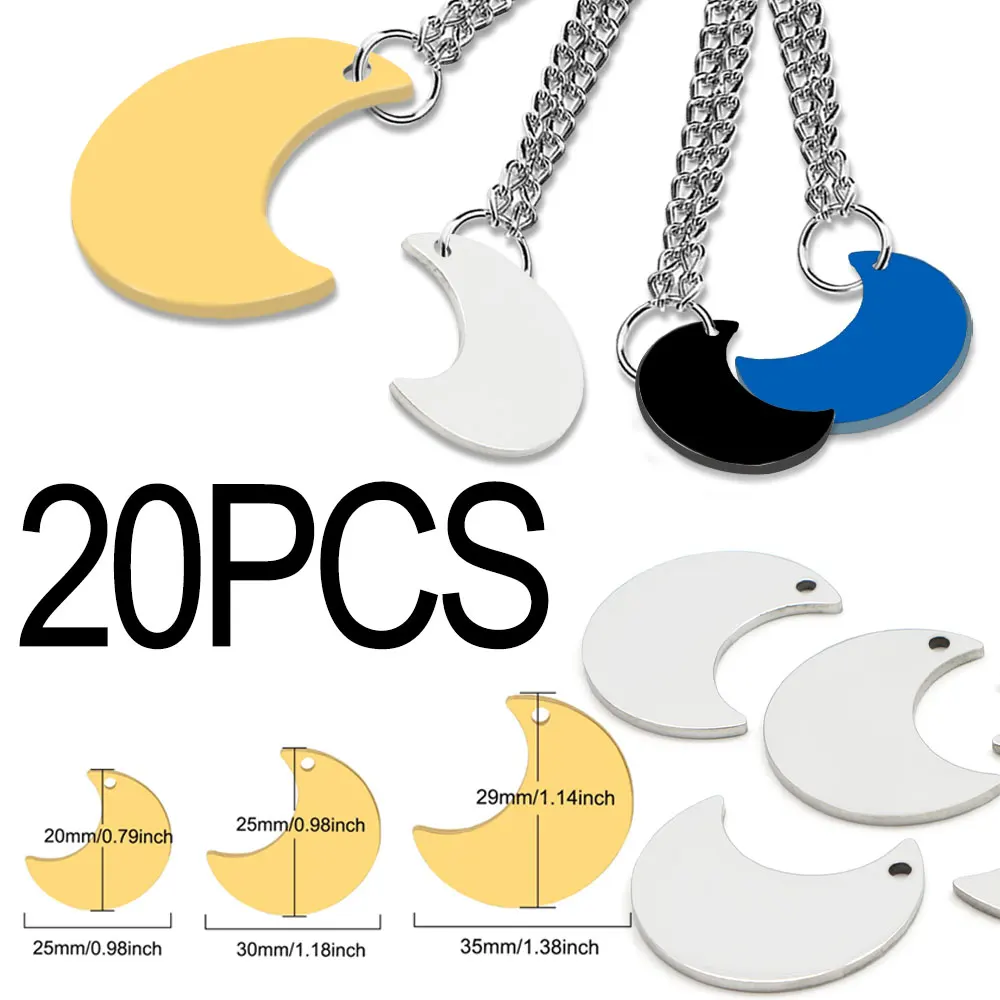 20PCS Blank Metal Keychain Pendant Stainless steel Personalized Dog Tag Cat Collar Pendant Double-sided Laser Customizable