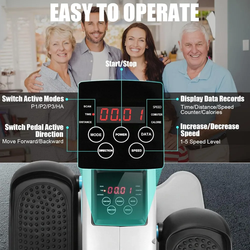 آلة بيضاوية للجلوس لكبار السن والكبار - تمرين ساق كهربائي هادئ ومحمول للاستخدام المكتبي