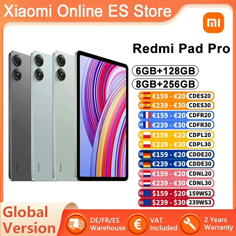 Global Version Xiaomi Redmi Pad Pro Tablet 12.1 Inch 2.5K 120Hz Display Snapdragon 7s Gen 2 10000mAh Battery 33W Fast Charging