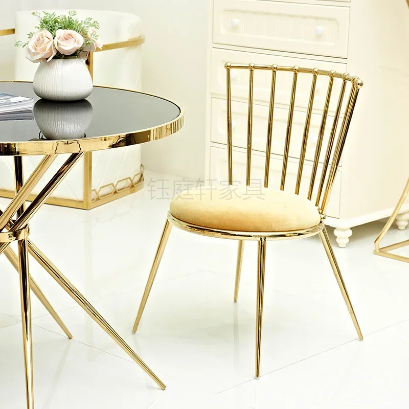 Customized luxury stainless steel fabric dining chairs modern and simple backrest chairs coffee chairs hotels negotiation