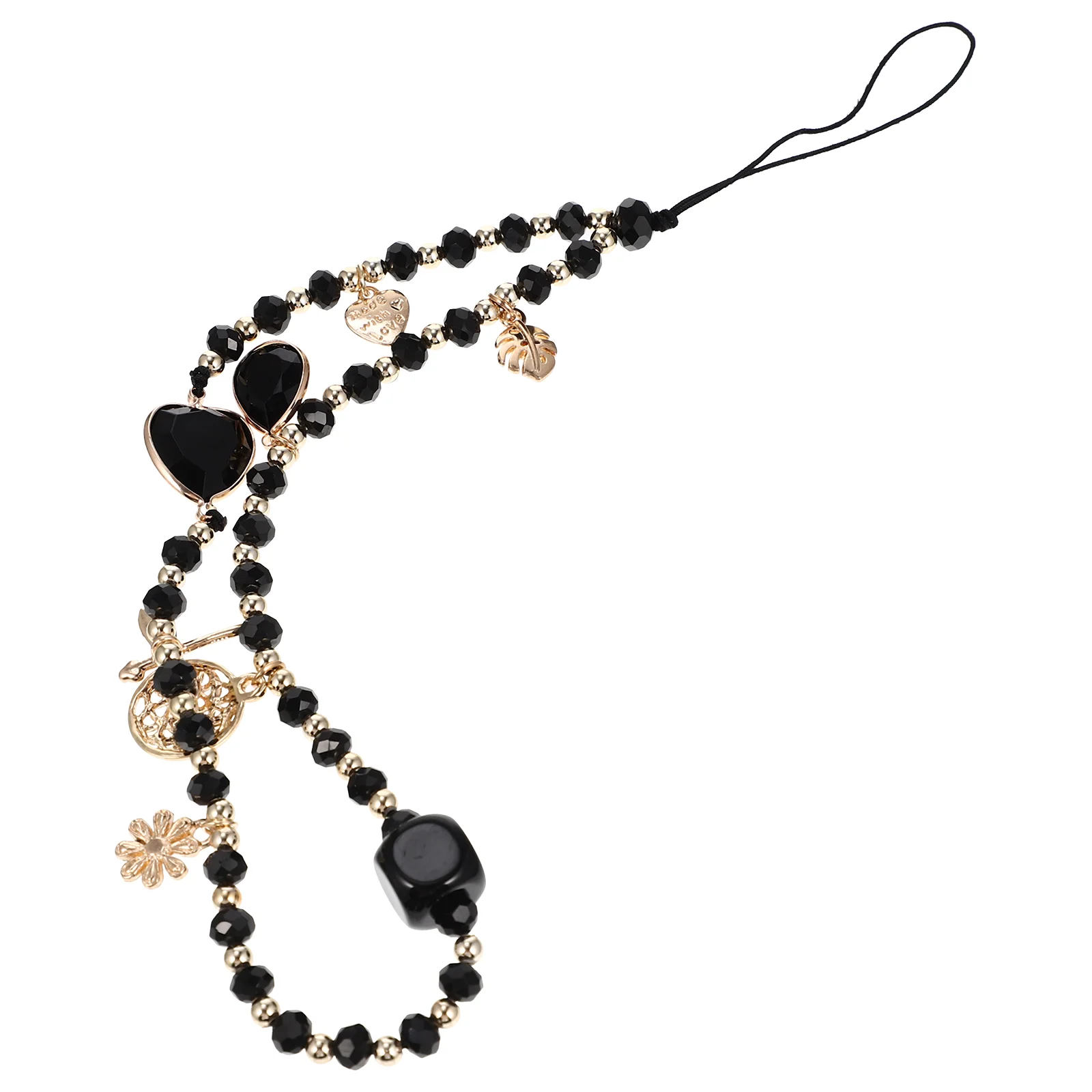 Lanyards Color Matching Mobile Phone Chain Beaded Charms Unique Hanging Rope Cellphone Black Wrist Strap