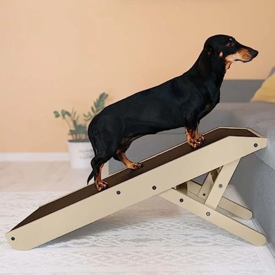 

Dog ramp for Couch Non-Slip Sturdy Build Foldable Dog ramp Supports up to 200lbs Adjustable 7'' to 20'' Landing Platform Seamle