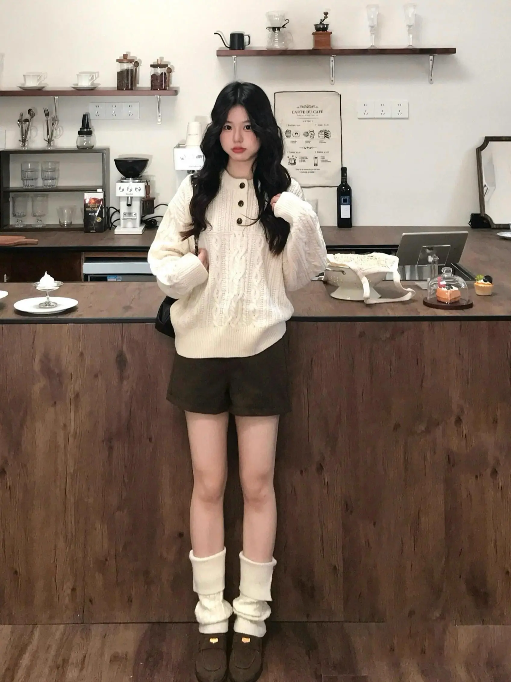 Suéter de Punto ueso Estilo Coreano para Mujer, Ropa de Abrigo de Otoño e Invierno, Cuello Alto Hoado, Suave, Manga Larga