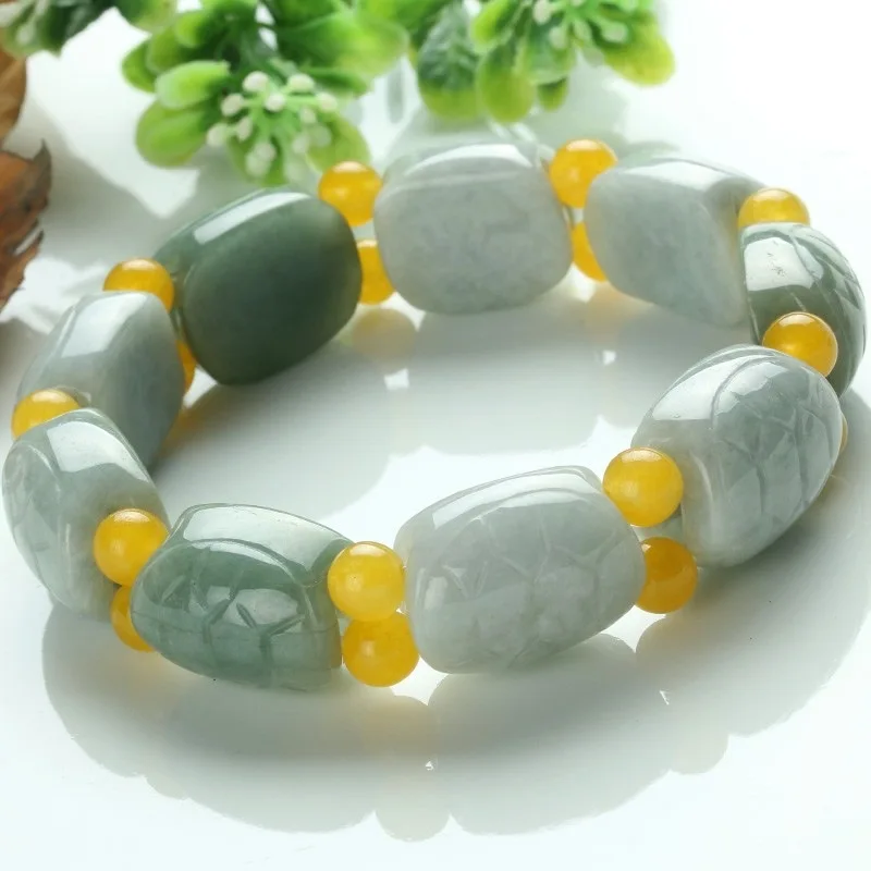 Natural Genuine Goods Myanmar Three-Color Tortoise Longevity Ankang Bracelet Men's and Women's Jade of