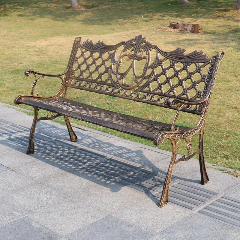 

Outdoor park chair, wrought iron bench, garden leisure, anti-corrosion backrest