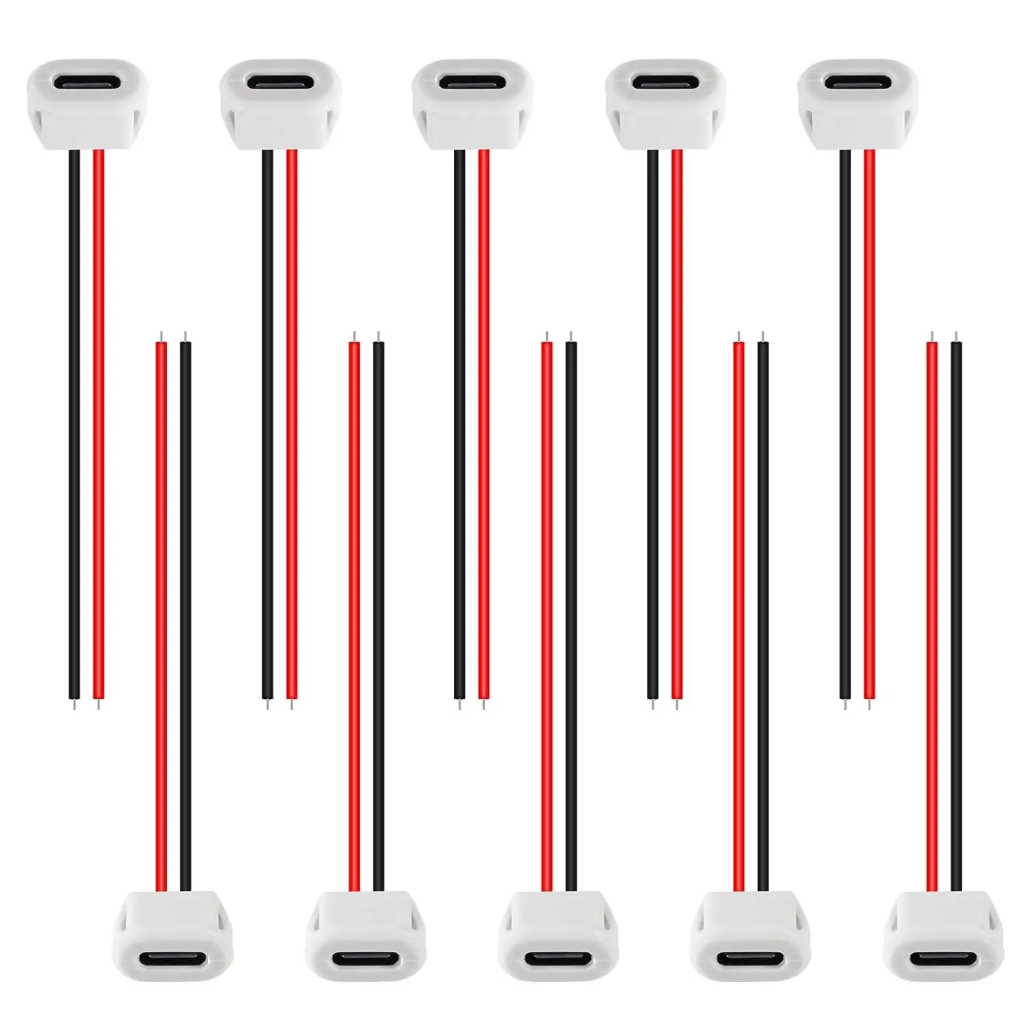 10PCS Type-C Female Chassis Waterproof 2P Solder Wire Type USB C Pigtail Cable Extension Power Cable