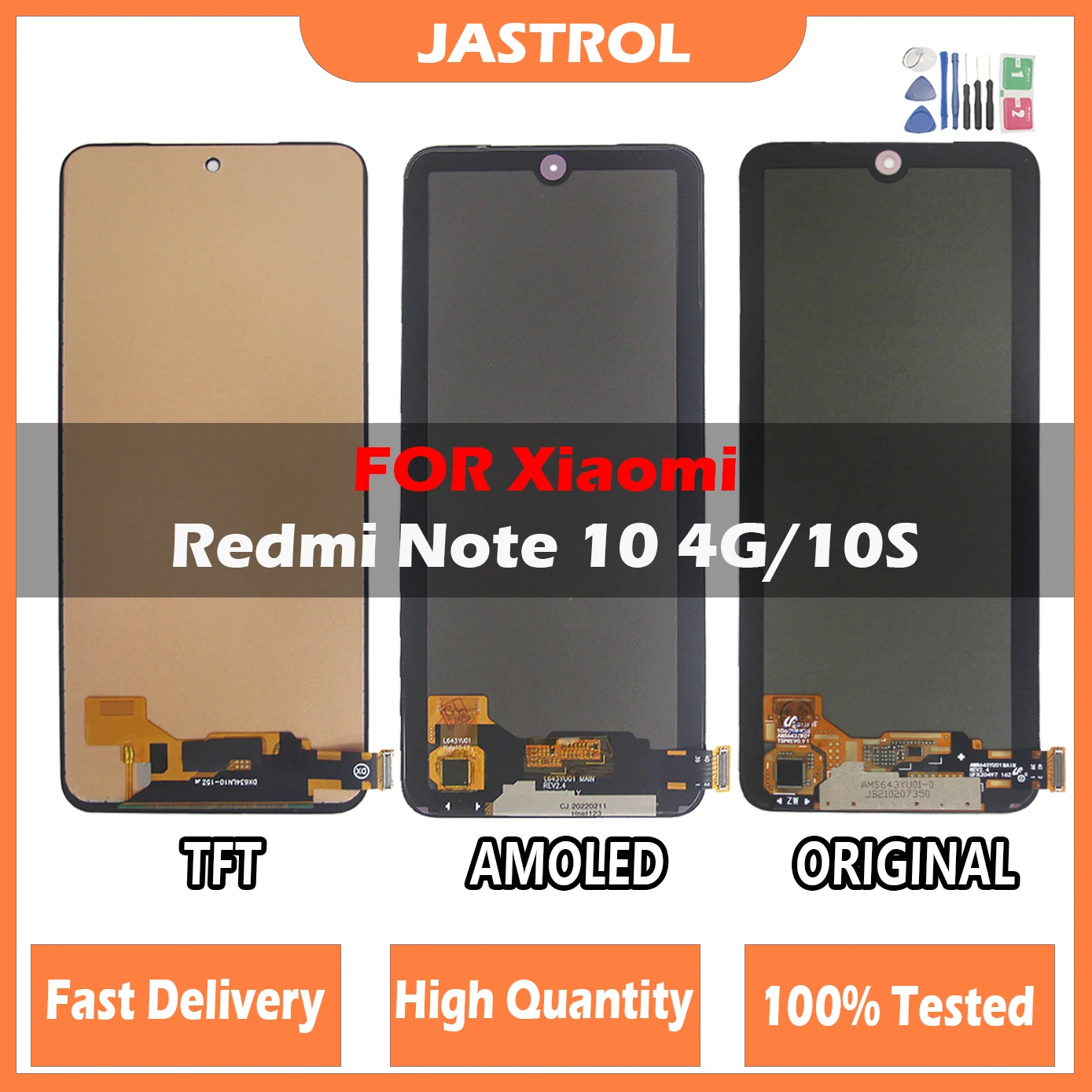 AMOLED LCD For Xiaomi Redmi Note 10 4G LCD M2101K7AG Touch Screen Digitizer With Frame For Redmi Note 10S Display M2101K7A