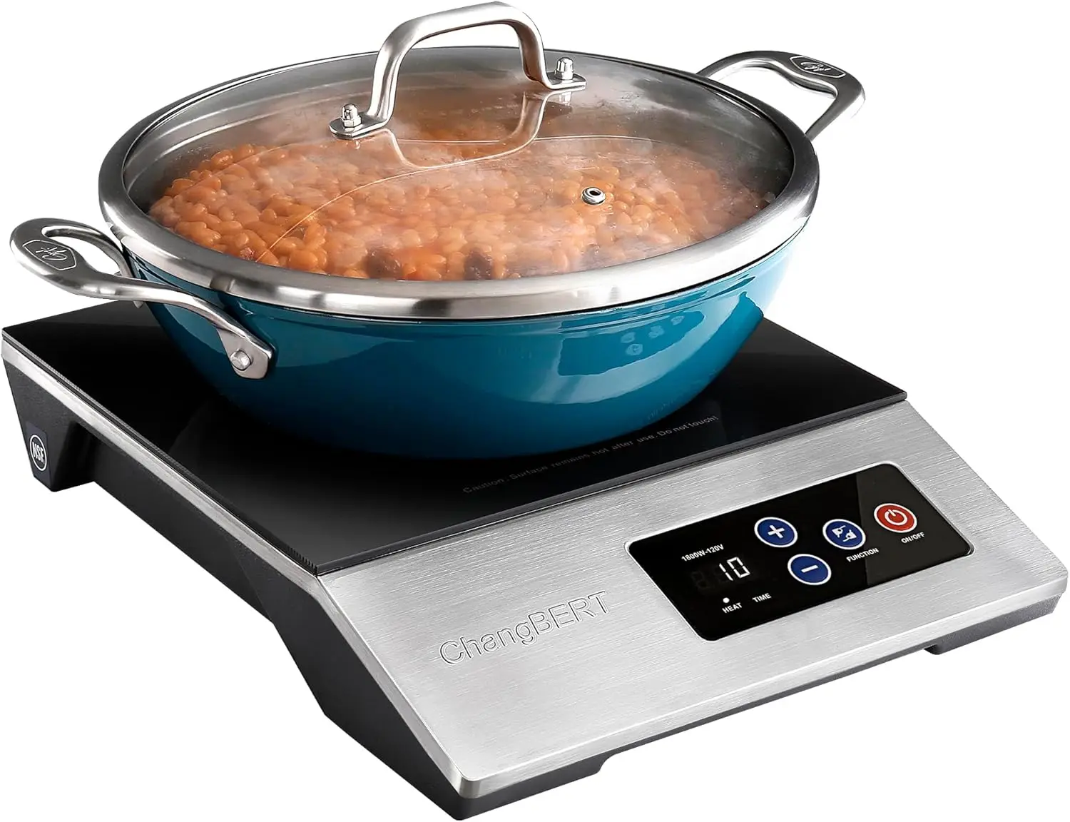 

1800W Commercial Induction Cooktop, 8' Heating Coil, 12' Heat Resistant Surface, NSF Certified