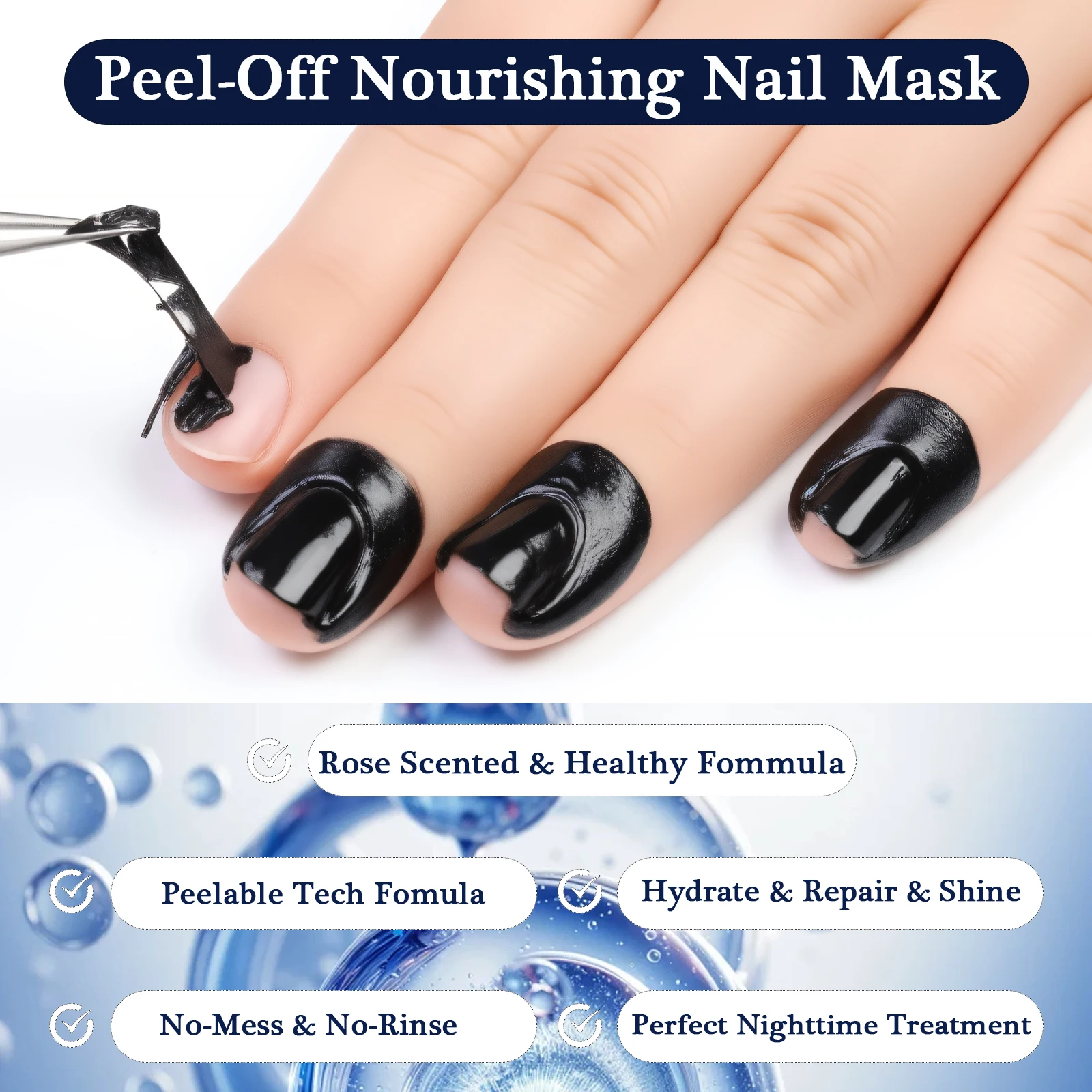 قناع أظافر جديد للتنظيف/الترطيب والإنقاذ من 3 إلى 8 دقائق طبقة أظافر سوداء قابلة للتقشير 12 مللي للعناية بالأظافر زيت مغذي
