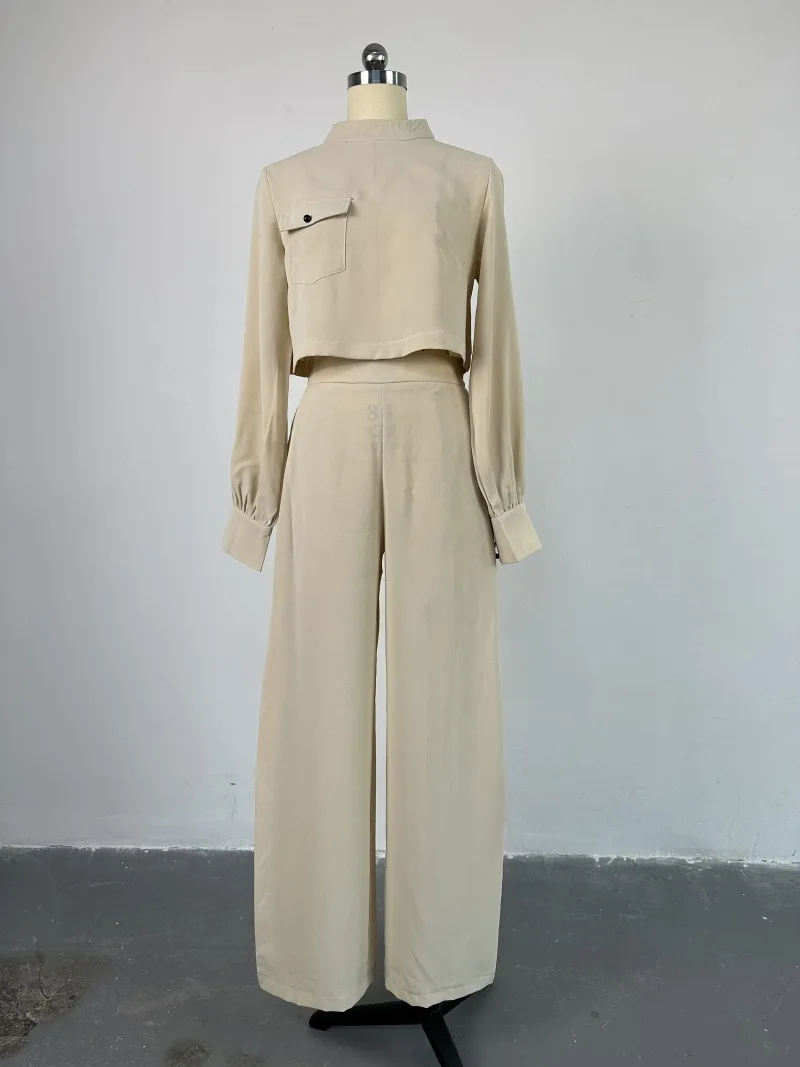 Wide Leg Pant Sets Pants Set Women Vest Crop Top & Cuffed Two Piece Suit Spring Summer Loose High Waist Elegant Trousers Suits