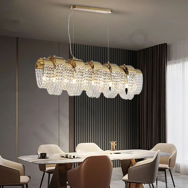 

Creative design modern crystal chandelier for dining room gold home decor light fixture large kitchen island cristal lamps