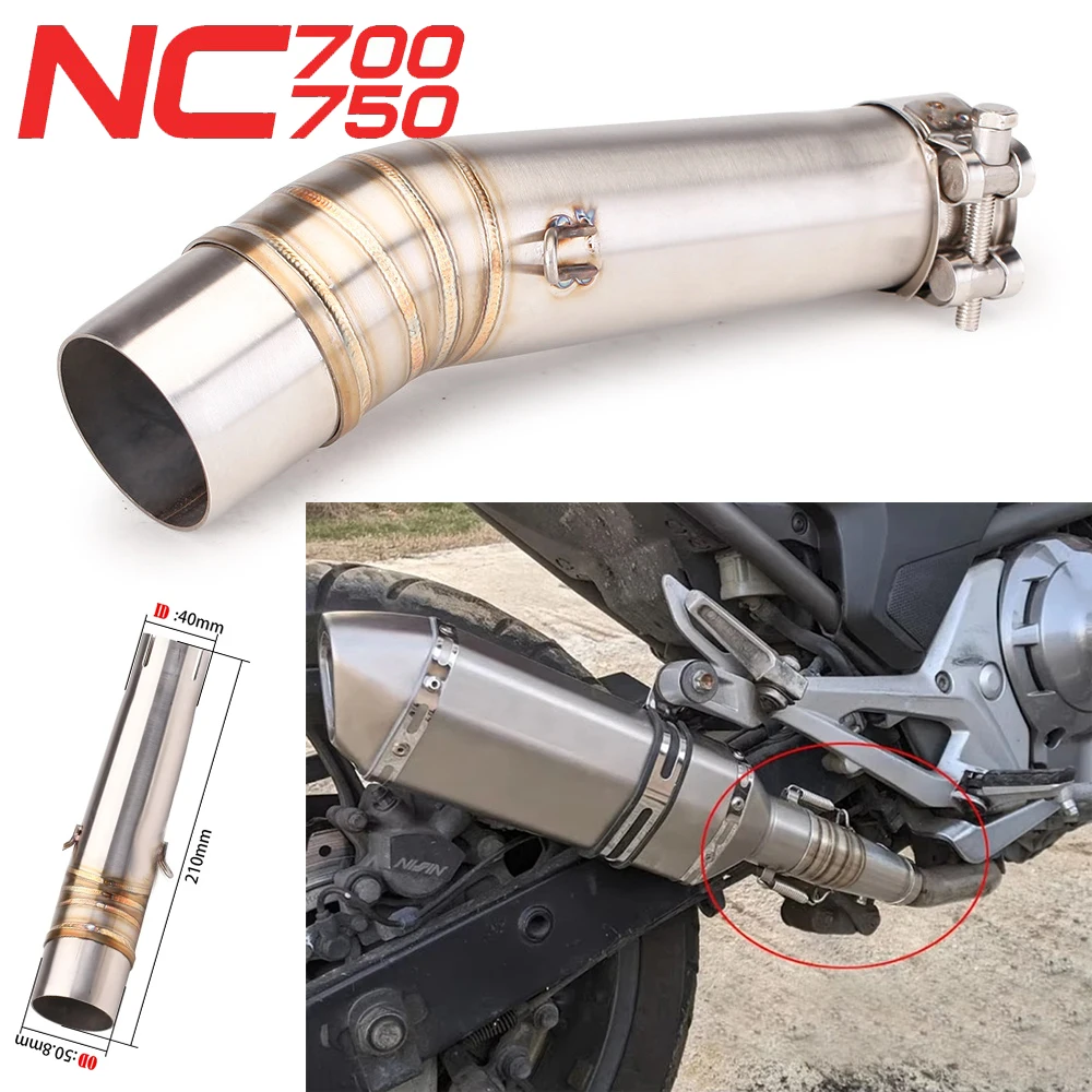

51mm For Honda NC700 NC700X NC700S NC750 NC750X NC750S Motorcycle Exhaust Systems Slip On Mid Link Pipe Escape Muffler 2012-2023