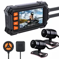 Dual 1080P Full HD Motorcycle Dashcam 3 Inch Waterproof IP67 Camera WiFi Motorcycle DVR Dash Cam Black GPS Box