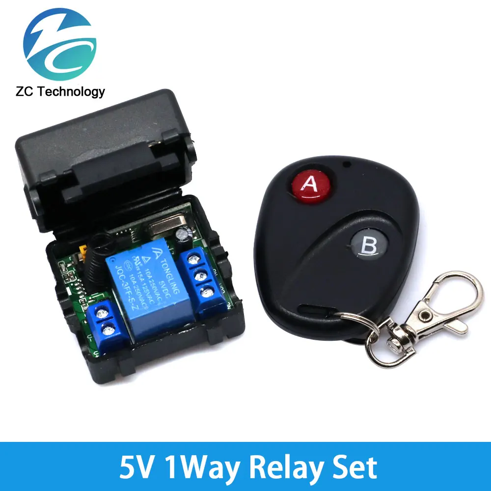 433Mhz RF Remote Control Wireless Switch DC 5V 12V 1CH 2 Way Relay Receiver and 2CH Transmitter For Door Electromagnetic Lock