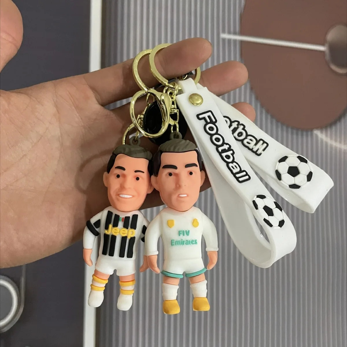 ロナウド　シェフチェンコ フィギュアキーホルダーセット Football Star Ronaldo Figure Keychain Jewelry Bag Pendent Keyring