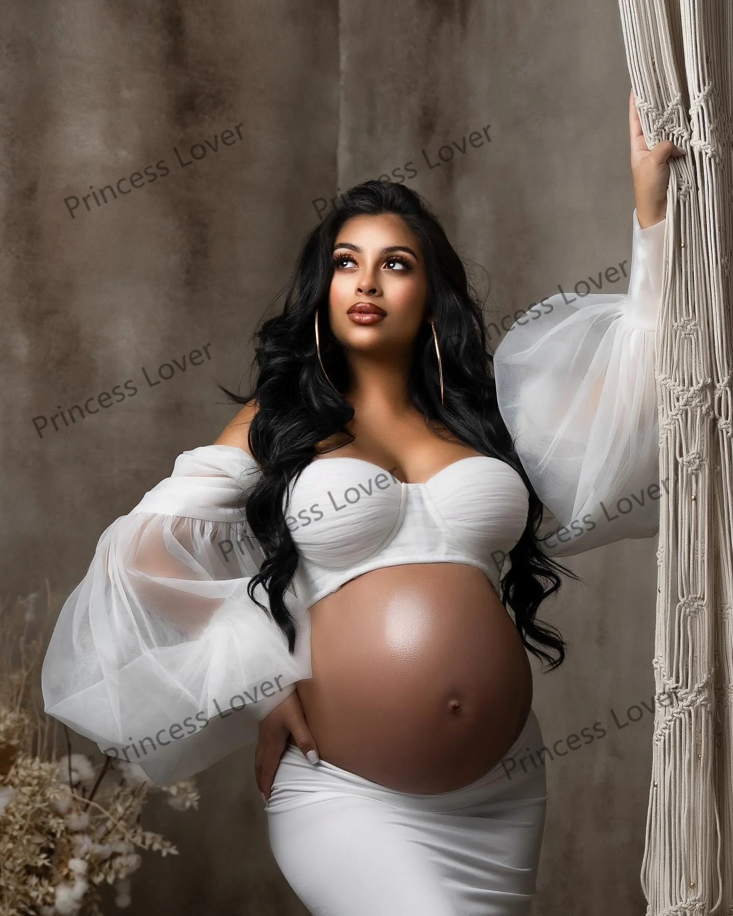 2 Pcs Prom Dresses Full Sleeves Baby Shower Gown Fashion Maternity Dress Customise Party Vestido de Novia