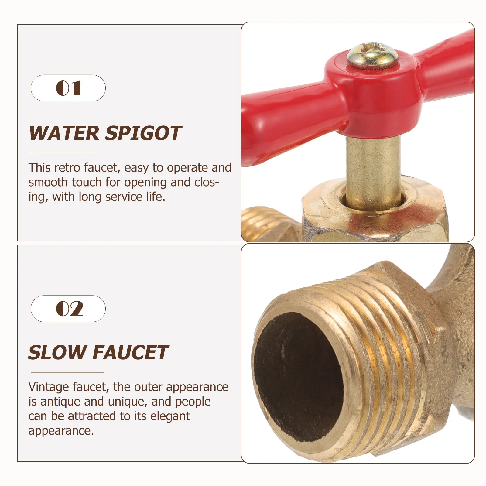 Brass Faucet Slow Spigot Copper Wall Mount Outdoor Tap Yard Water Nozzle Home AccessoriesVintage Design Long Service