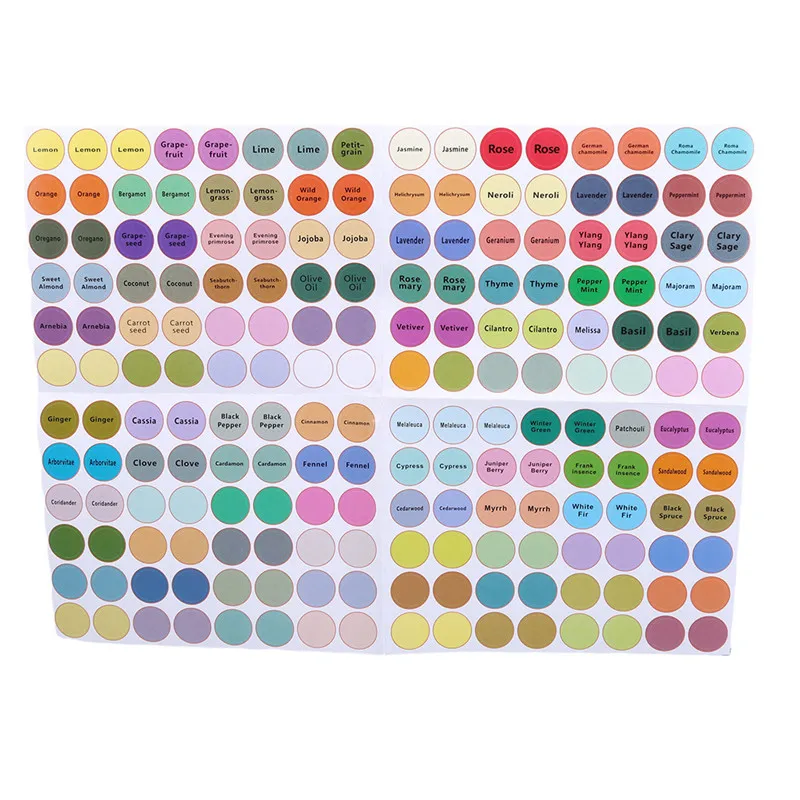 192 Stickers/Sheet Practical Colorful Paper Stickers Labels for Glass Essential Oil Bottles Cap Lid Labels Blank Round Sticker