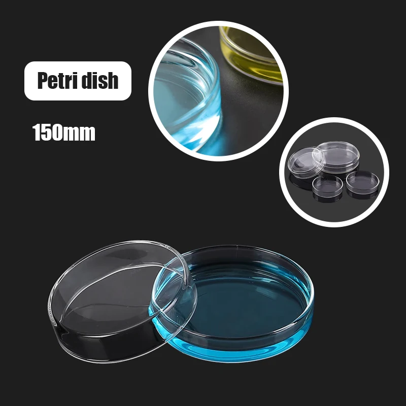 

150mm Lab Borosilicate Glass Petri Culture Dish Experiments Tissue Dishes with Lids Science Glass