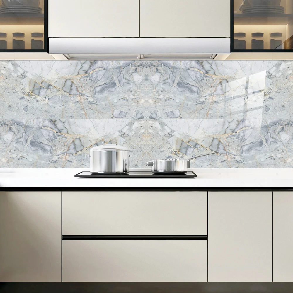 10pcs/set Marble Tiles Sticker Kitchen Backsplash Oil-proof Cupboard Washbasin Peel & Stick Waterproof Art Wall Decals