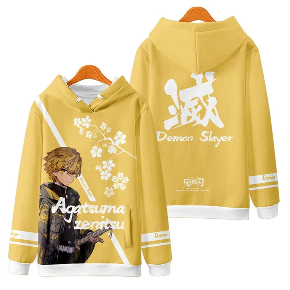 Kids Autumn Winter Demon Slayer Hoodie Japanese Anime Pullover Adult Casual Hooded Clothing Boys Girls Fashion Top Coat With Hat