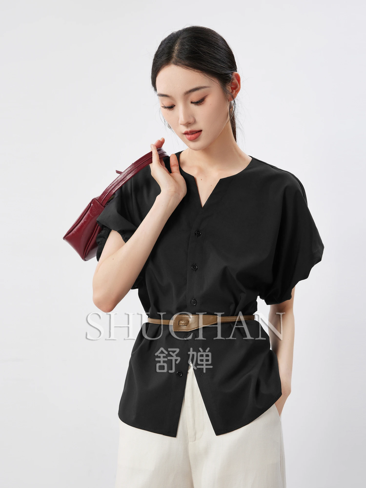 

Office Lady V-neck Womens Tops Blusas Mujer De Moda 2024 Verano Lantern Sleeve Women Shirt Blusa Feminina