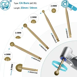 Dental 2.35mm CA Diamond Burs for Implant Surgical Handpiece  23mm/24mm/34mm Polishing Drills Spare Parts 1 PCS