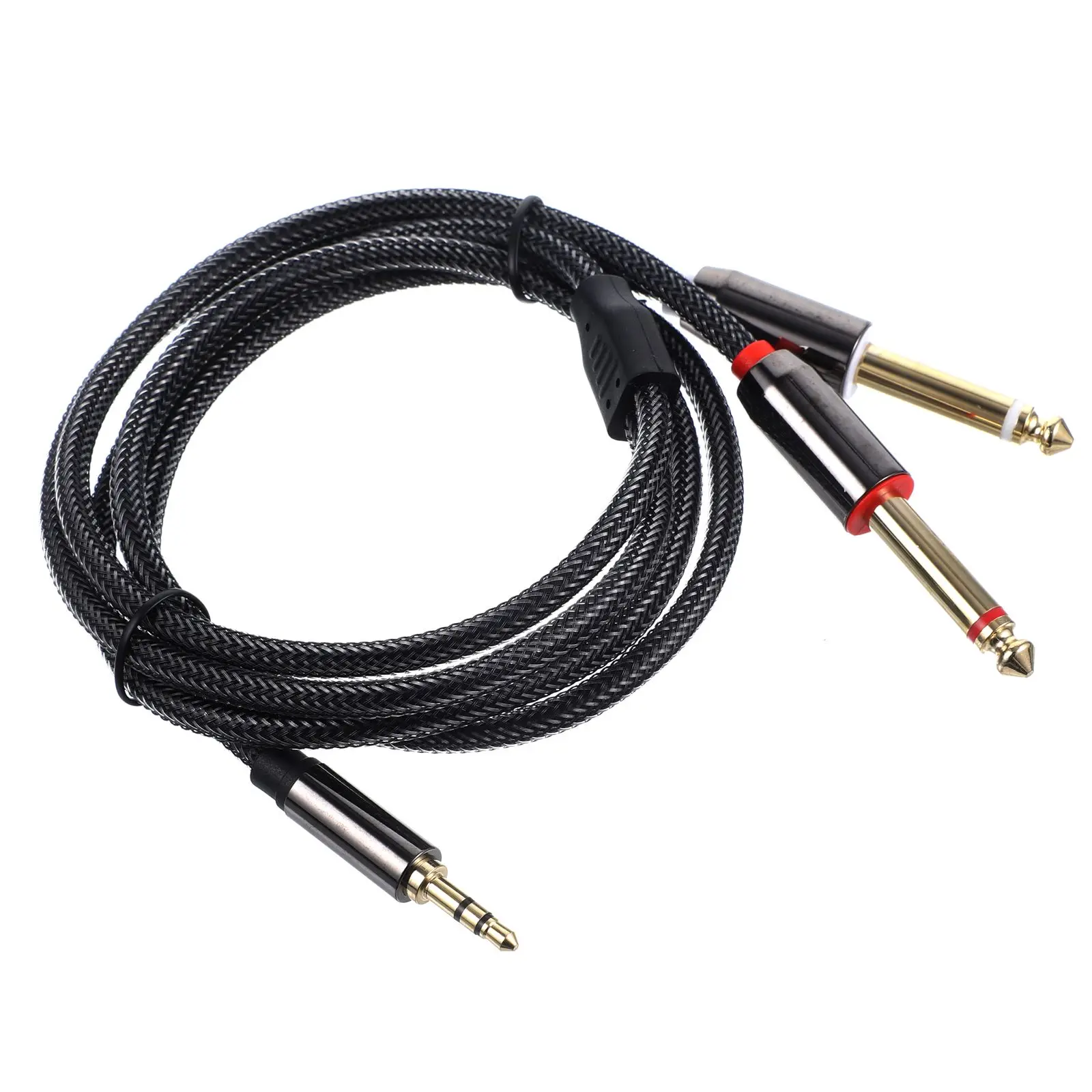 

to Cable 3.5mm Audio Splitter Adapter 1/4 Inch 1/8 Nylon Stereo Jack 2 Mono 1m Gold Plated Connector