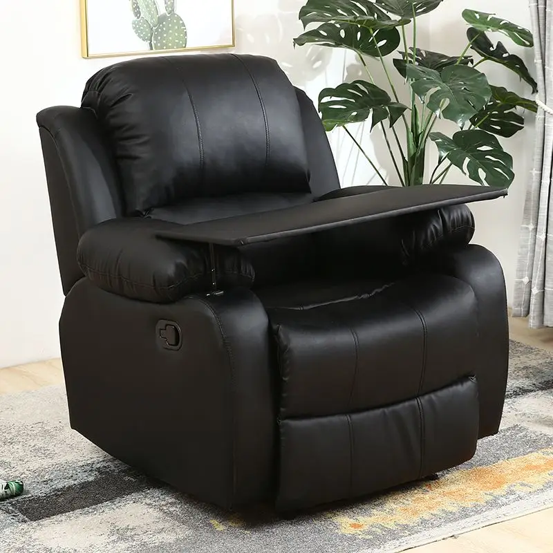 European-style single sofa, lazy sofa compartment, genuine leather fabric, can lie down, simple and modern