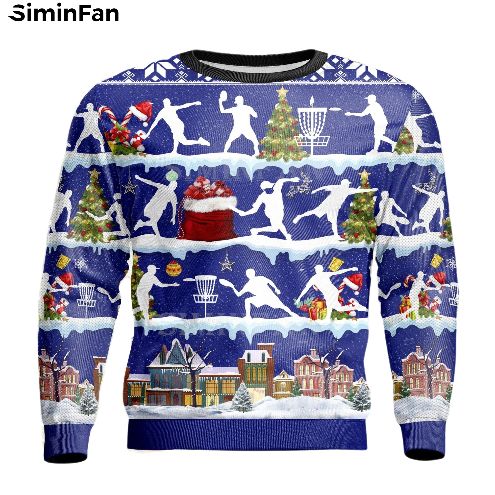 

DISC GOLF Knitting Pattern 3D Print Mens Christmas Casual Sweatshirt Pullover Unisex Outwear Women Spring Autumn Coat Blue Green