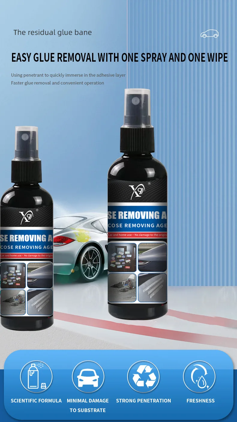 Klebstoffentferner-Spray für Autoglas, schnellwirkender Entferner von Kleberückständen, Etiketten- und Klebebandreiniger für eine Vielzahl von Oberflächen – Detail 1