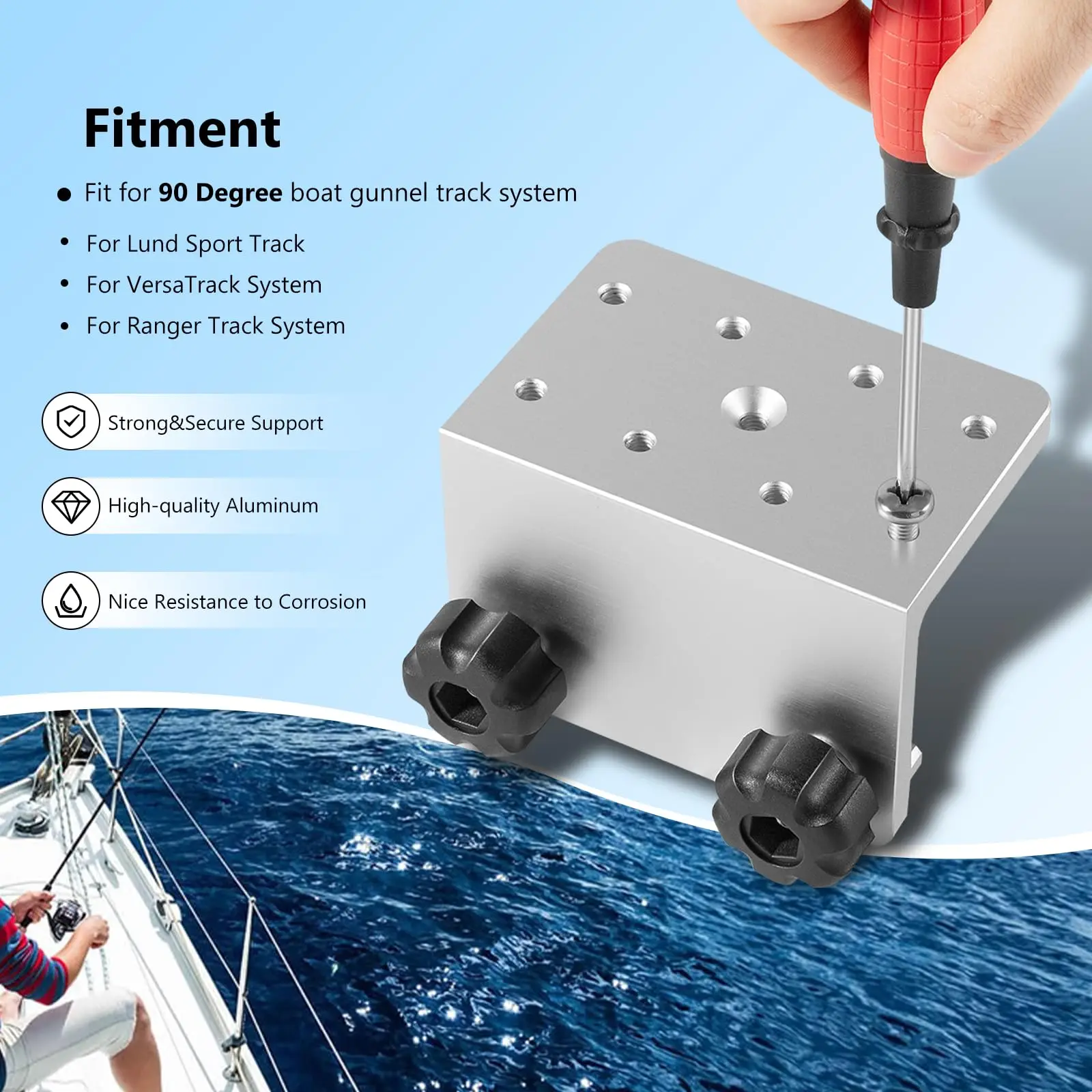 90 ° Boots-Gunnell-Schienensystem-Halterung für Versatrack-System zur Befestigung von Rutenhaltern/Downriggers/Bimini-Tops/Lichtbefestigungsbolzen – Detail 3