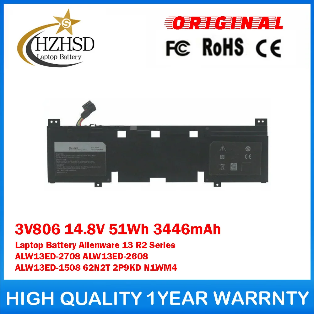 

3V806 14.8V 51Wh 3446mAh Genuine Original Laptop Battery For Dell Alienware 13 R2 ALW13ED-2708 ALW13ED-2608 ALW13ED-1508 62N2T