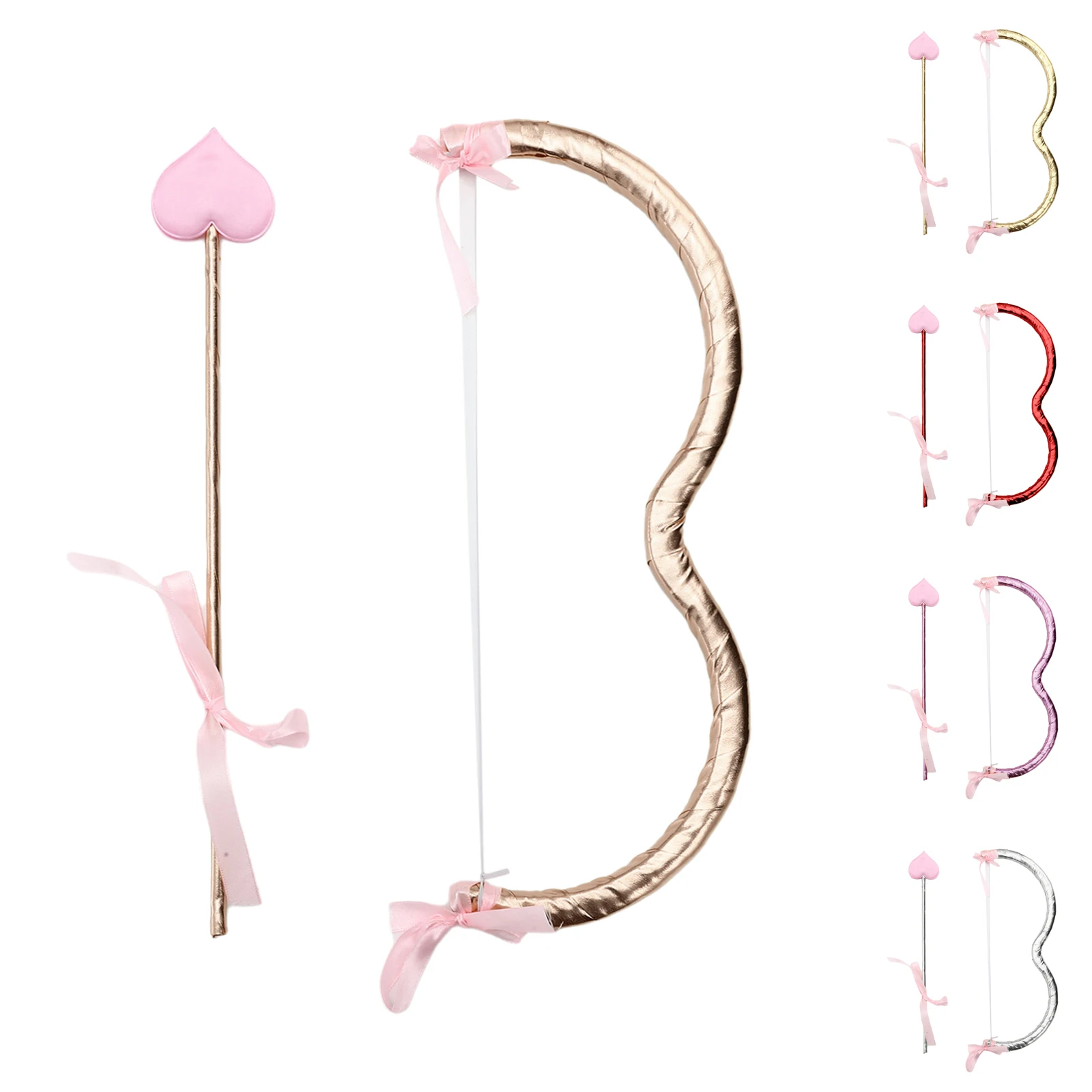 여자 여자 큐피드 코스프레 의상 액세서리 러브 리본 Bowknot Bow + 하트 화살표 세트 할로윈 가장 무도회를위한 파티 공급 소품